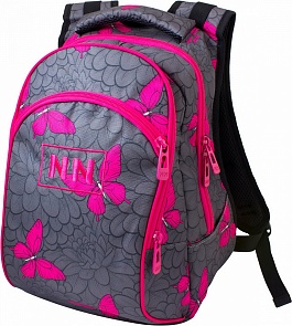 Рюкзак серый с розовыми бабочками (Winner, 205)